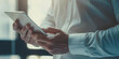 © smth.design - Businessman Using Tablet Device in Modern Office, Technology and Productivity Concept