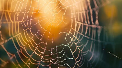 Macro shot of dew on a spider web.