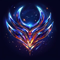 Wall Mural - Abstract Cosmic Symbol in Glowing Blue and Orange Tones