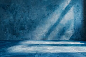 Canvas Print - Blue concrete surface with light and shadow ideal for product display and banner design