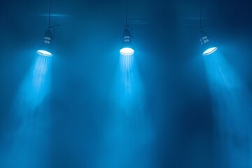 Canvas Print - Blue spotlight and lamps on background