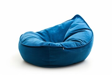 Wall Mural - New blue beanbag from side on white background