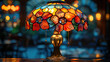 © deafebrisa - Colorful stained glass lamp with floral pattern
