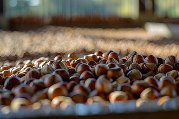 Poster - Harvested hazelnuts with shells protein ingredients