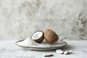 Wall Mural - Healthy coconut dish on a light background