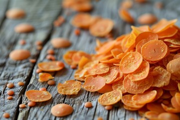 Canvas Print - Lentil snacks on wood table