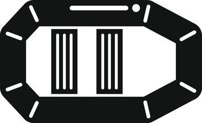 Sticker - Black simple style icon showing a rubber boat for fishing or water tourism