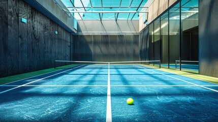 Wall Mural - A tennis court with a tennis ball on the ground