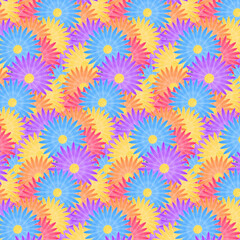 Sticker - quare summer background: a lot of colorful flowers