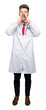 © Krakenimages.com - Young handsome doctor man wearing medical coat Shouting angry out loud with hands over mouth