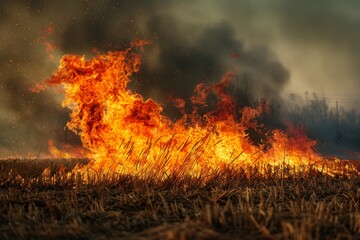 Wall Mural - Field is on fire