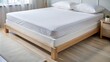 © Spot Decor - White Fitted Sheet on Wooden Bed Frame, Bedroom Decor, Bedding, Linen, Mattress , bed frame, sheet