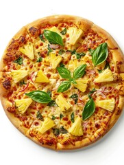 Wall Mural - Delicious pineapple-basil pizza, perfect for gourmet food gatherings