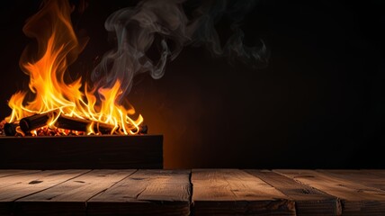 Wall Mural - wood burning in fireplace