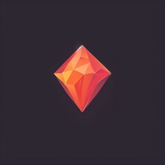 Poster - Radiant Geometric Red and Orange Diamond Gemstone