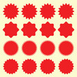 © RadiantForms - Red Star burst shape tags collection. Set of price, sale, discount offer circle frames sticker. Simple Abstract sticker badge label icon button stamp. Design element. EPS 10.
