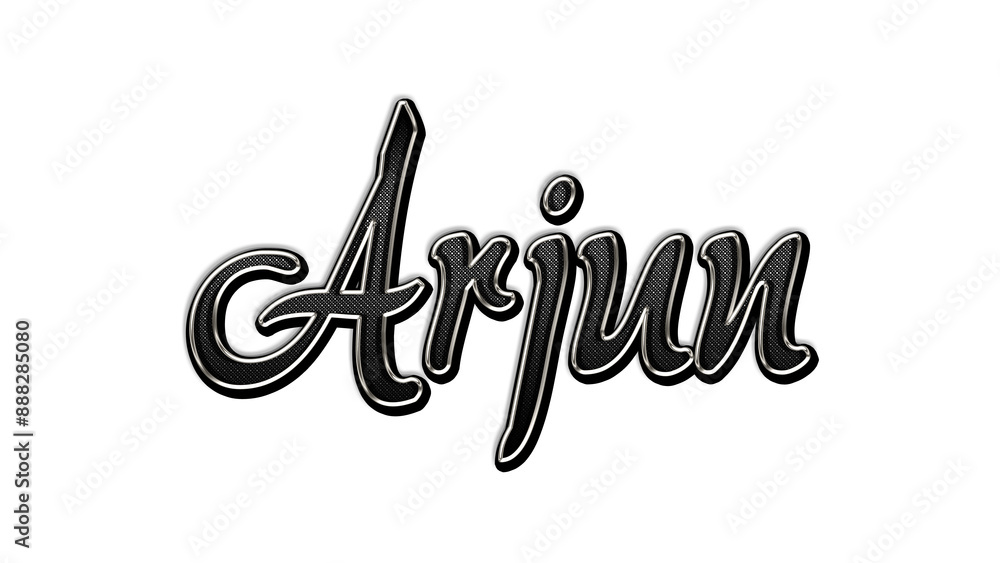 black metal 3d design of Hindi name Arjun on white background. Stock ...