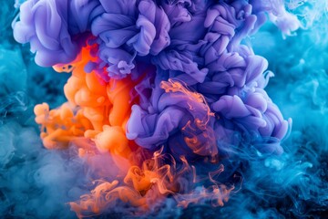 Sticker - Colorful smoke clouds in a dynamic composition, symbolizing energy and creativity in a vibrant, abstract visual