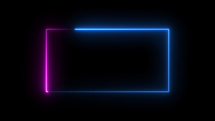 Wall Mural - Neon light blue purple rectangle frame loading icon background in retro style, 4k illustration.	