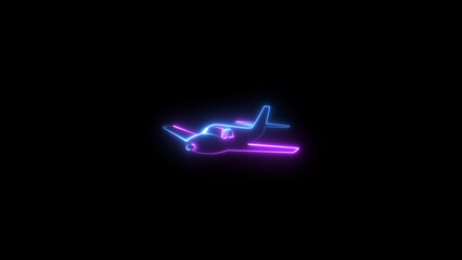 Wall Mural - abstract neon light plane icon air transportation background.