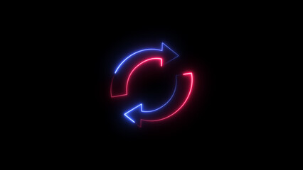 Wall Mural - Neon arrow loading and uploading icon concept. Neon arrow rotation background	