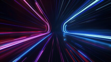 Poster - Abstract Neon Light Speed Lines