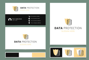 Wall Mural - data protection logo concept featuring shield protecting database icon