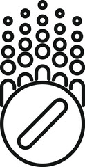 Sticker - Line art style icon of a group of people forming a big pill with a minus sign, representing the concept of healthcare