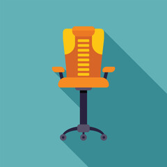 Sticker - Modern office chair with wheels standing in room in flat style with long shadow