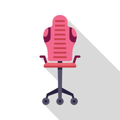 Poster - Pink office chair illustration with long shadow, representing comfort and ergonomics for professionals