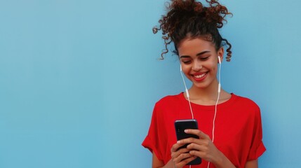 Canvas Print - The young woman with smartphone