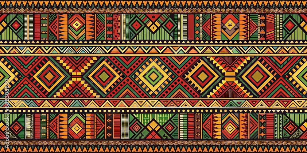 Structural African Patterns Vibrant African Tribal Geometric Pattern, Digital Illustration ...