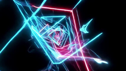 Leinwandbilder - A digital rendering of bright blue and red squares overlapping each other in a dark space.