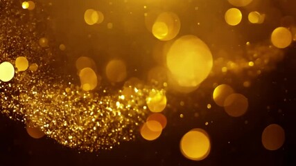 Leinwandbilder - A swirling wave of shimmering gold glitter against a dark background.