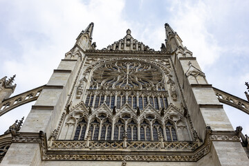 Sticker - Fragment of Amiens Gothic Cathedral (Basilique Cathedrale Notre-Dame d'Amiens, 1220 - 1288). The south tower. Amiens, Somme, Picardie, France.