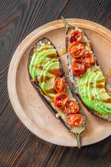 Canvas Print - Baked eggplant with avocado