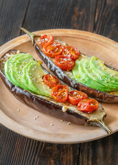 Canvas Print - Baked eggplant with avocado