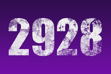 flat white grunge number of 2928 on purple background.	