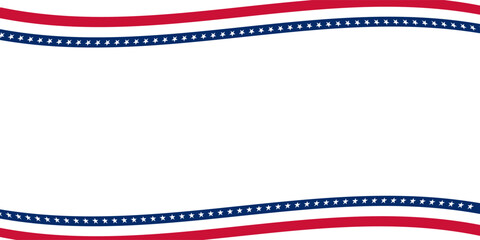 Wall Mural - Template with United States of America frame or seamless border Bunting flag with USA flag colors. Fourth of July ,Memorial day and Labor day concept. American flags isolated on transparen background.