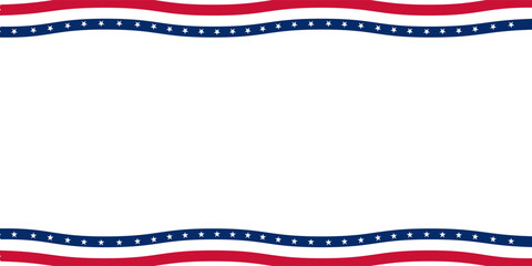 Wall Mural - Template with United States of America frame or seamless border Bunting flag with USA flag colors. Fourth of July ,Memorial day and Labor day concept. American flags isolated on transparen background.