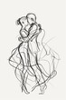© InfiniteStudio - Elegant abstract illustration of a dancing couple in a single black line on white background.