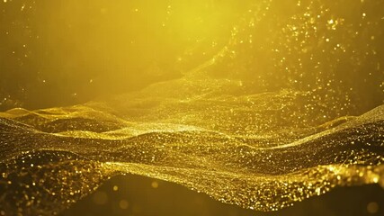 Poster - A shimmering, golden wave with glittering particles flowing through the air.