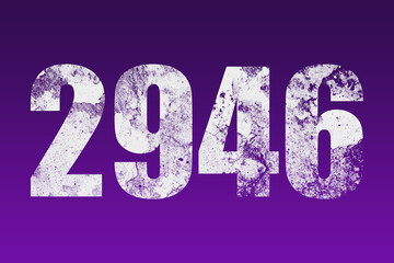 flat white grunge number of 2946 on purple background.	