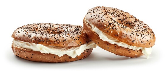 Sticker - Isolated white background with cream cheese bagel