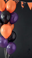 Wall Mural - Orange, black and purple balloons background