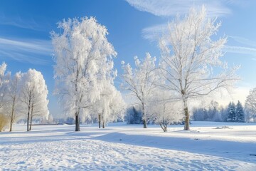 Poster - Frozen Trees on a Snowy Landscape