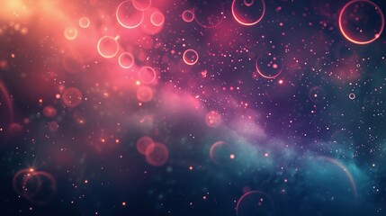 Wall Mural - A visually captivating abstract image that depicts a vibrant space scene filled with colorful light bubbles, evoking a sense of wonder and cosmic beauty.