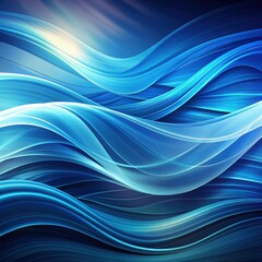 Wall Mural - Abstract Blue Waves in a Digital Artwork. Generative AI