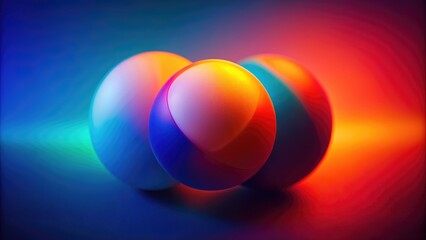 Canvas Print - Three Spheres Illuminated by Multicolored Lights. Generative AI