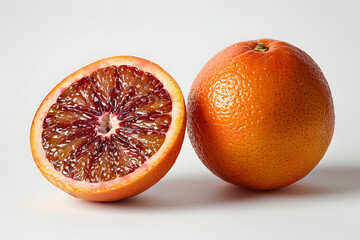 Whole Blood orange fruit on a white background